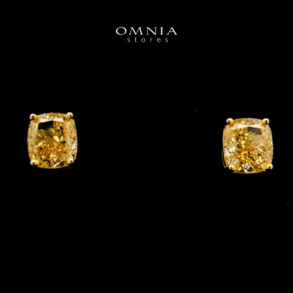 Wafa Yellow Stud Earrings In 925 Silver High Quality Simulated Diamonds - Image 2