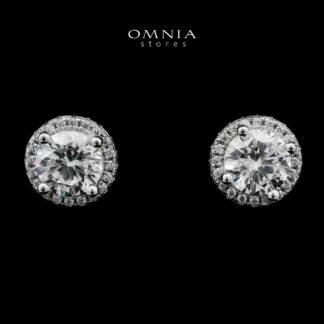 Widad White Stud Earrings In 925 Silver High Quality Simulated Diamonds