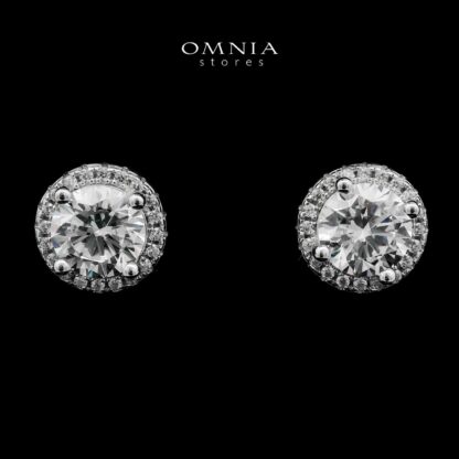 Widad White Stud Earrings In 925 Silver High Quality Simulated Diamonds