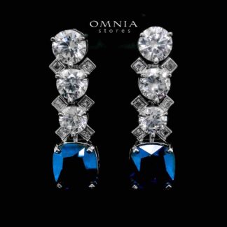 Tahila Blue Earrings In 925 Silver High Quality Simulated Diamonds
