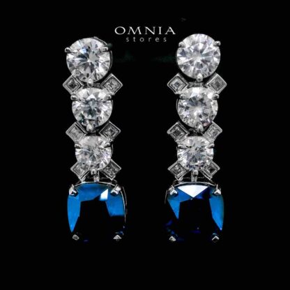 Tahila Blue Earrings In 925 Silver High Quality Simulated Diamonds