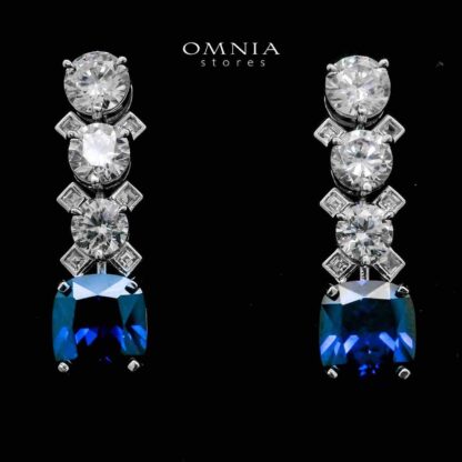 Tahila Blue Earrings In 925 Silver High Quality Simulated Diamonds - Image 2