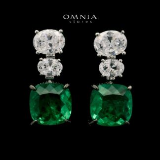 Shadia Green Earrings In 925 Silver High Quality Simulated Diamonds