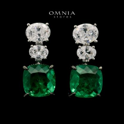 Shadia Green Earrings In 925 Silver High Quality Simulated Diamonds