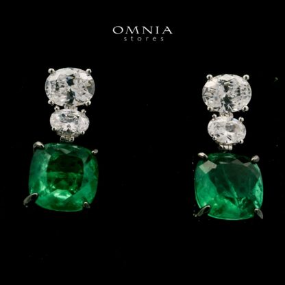 Shadia Green Earrings In 925 Silver High Quality Simulated Diamonds - Image 2