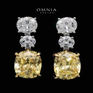 Shadia Yellow Earrings In 925 Silver High Quality Simulated Diamonds