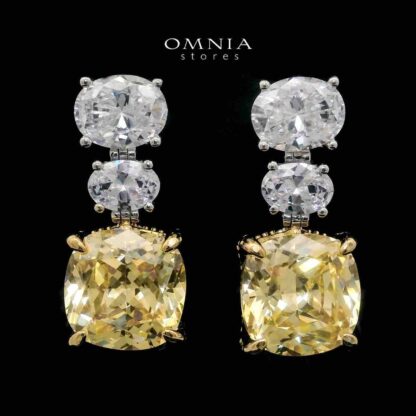 Shadia Yellow Earrings In 925 Silver High Quality Simulated Diamonds