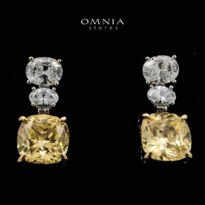 Shadia Yellow Earrings In 925 Silver High Quality Simulated Diamonds - Image 2