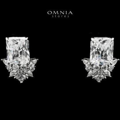 Omnia bashayer White Earrings In 92.5 Silver High Quality Simulated Diamonds - Image 2