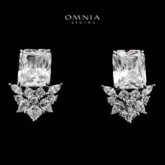 Omnia bashayer White Earrings In 92.5 Silver High Quality Simulated Diamonds