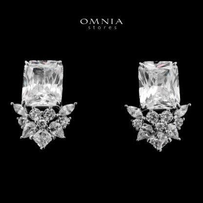 Omnia bashayer White Earrings In 92.5 Silver High Quality Simulated Diamonds