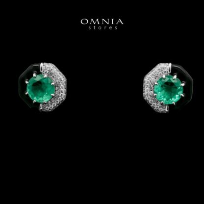 Solene Turqouise Stud Earrings In 925 Silver High Quality Simulated Diamonds - Image 2