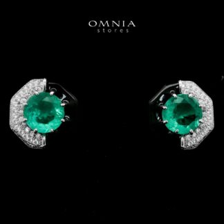 Solene Turqouise Stud Earrings In 925 Silver High Quality Simulated Diamonds