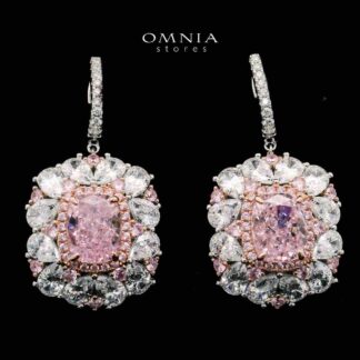 Dubai Pink Floral Earrings In 925 Silver High Quality Simulated Diamonds