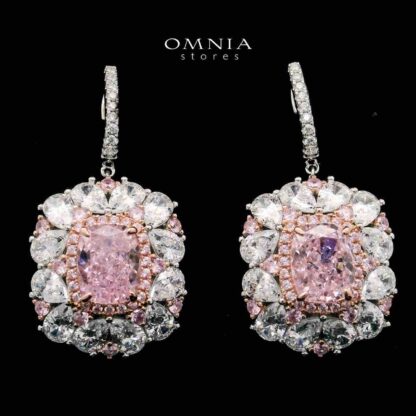 Dubai Pink Floral Earrings In 925 Silver High Quality Simulated Diamonds