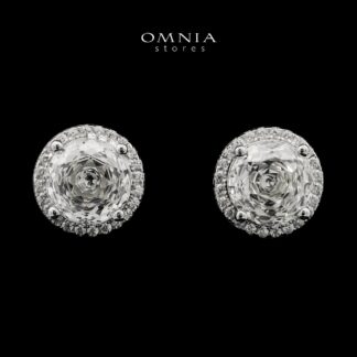 Vayla White Stud Earrings In 925 Silver High Quality Simulated Diamonds
