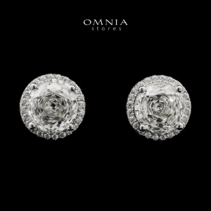 Vayla White Stud Earrings In 925 Silver High Quality Simulated Diamonds