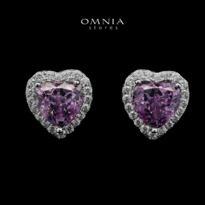 Samiha Purple Heart Earrings In 925 Silver High Quality Simulated Diamonds