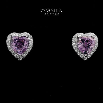 Samiha Purple Heart Earrings In 925 Silver High Quality Simulated Diamonds - Image 2