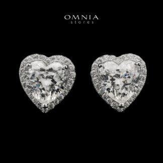 Samiha White Heart Earrings In 925 Silver High Quality Simulated Diamonds