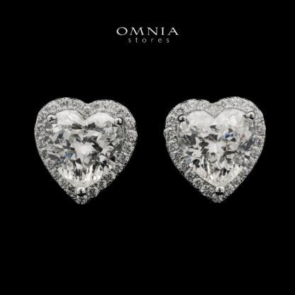 Samiha White Heart Earrings In 925 Silver High Quality Simulated Diamonds