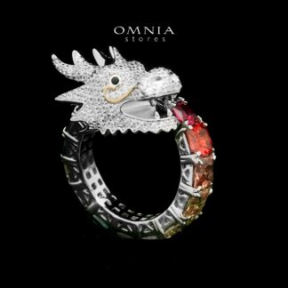 Aya Shine Dragon Design Multicolor Ring in 925 Silver with High-Quality Simulated Diamonds