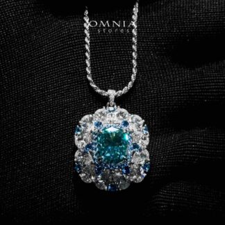 Doha Divine Floral Blue Necklace in 925 Silver with High-Quality Simulated Diamonds