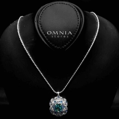 Doha Divine Floral Blue Necklace in 925 Silver with High-Quality Simulated Diamonds - Image 2