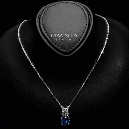 Tahila Blue Necklace In 925 Silver High Quality Simulated Diamonds - Image 2