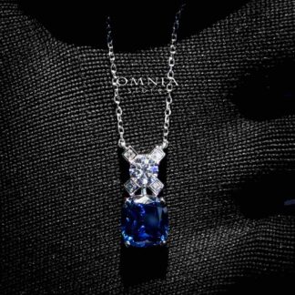 Tahila Blue Necklace In 925 Silver High Quality Simulated Diamonds