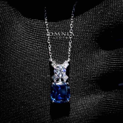 Tahila Blue Necklace In 925 Silver High Quality Simulated Diamonds