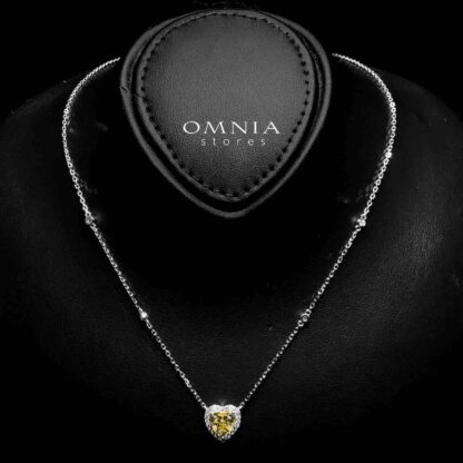 Samiha Heart Design Yellow Necklace In 925 Silver High Quality Simulated Diamonds - Image 2