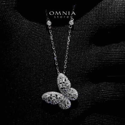 Shereen Butterfly Necklace In 925 Silver High Quality Simulated Diamonds