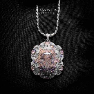 Dubai Pink Floral Design Necklace In 925 Silver High Quality Simulated Diamonds