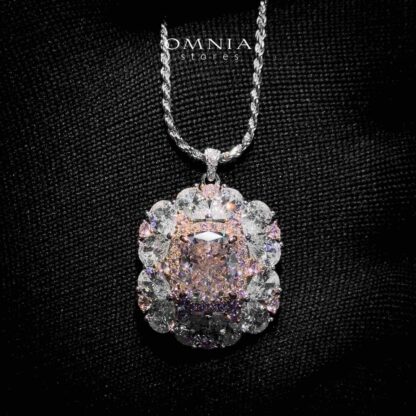 Dubai Pink Floral Design Necklace In 925 Silver High Quality Simulated Diamonds