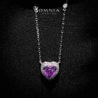 Samiha Purple Heart Necklace In 925 Silver High Quality Simulated Diamonds