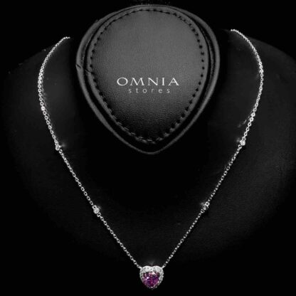 Samiha Purple Heart Necklace In 925 Silver High Quality Simulated Diamonds - Image 2