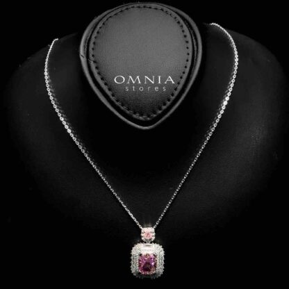 Wafaa Pink Necklace 925 Silver in High Quality Simulated Diamonds - Image 2