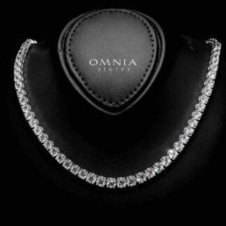 Omnia Diana Tennis Necklace in 42cm with 925 Silver High Quality Simulated Diamonds 4mm