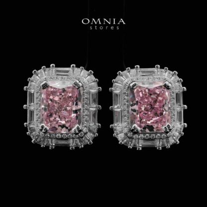 Wafaa Stud Pink Earrings 925 Silver in High Quality Simulated Diamonds