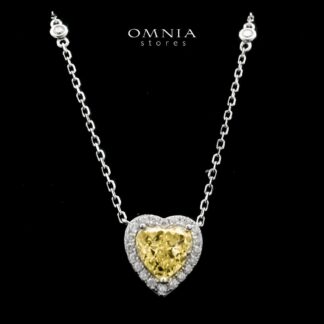 Samiha Heart Design Yellow Necklace In 925 Silver High Quality Simulated Diamonds