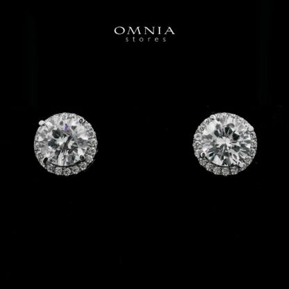 Zain White Stud Earrings In High-Quality Zircon Stones in a Rhodium Plated - Image 2