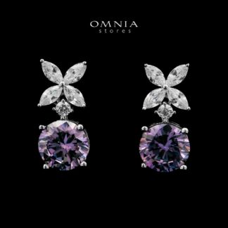 Zaynab Purple Earrings In High-Quality Zircon Stones in a Rhodium Plated