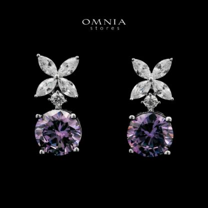 Zaynab Purple Earrings In High-Quality Zircon Stones in a Rhodium Plated