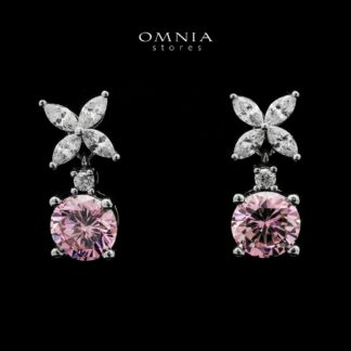 Zaynab Pink Earrings In High-Quality Zircon Stones in a Rhodium Plated