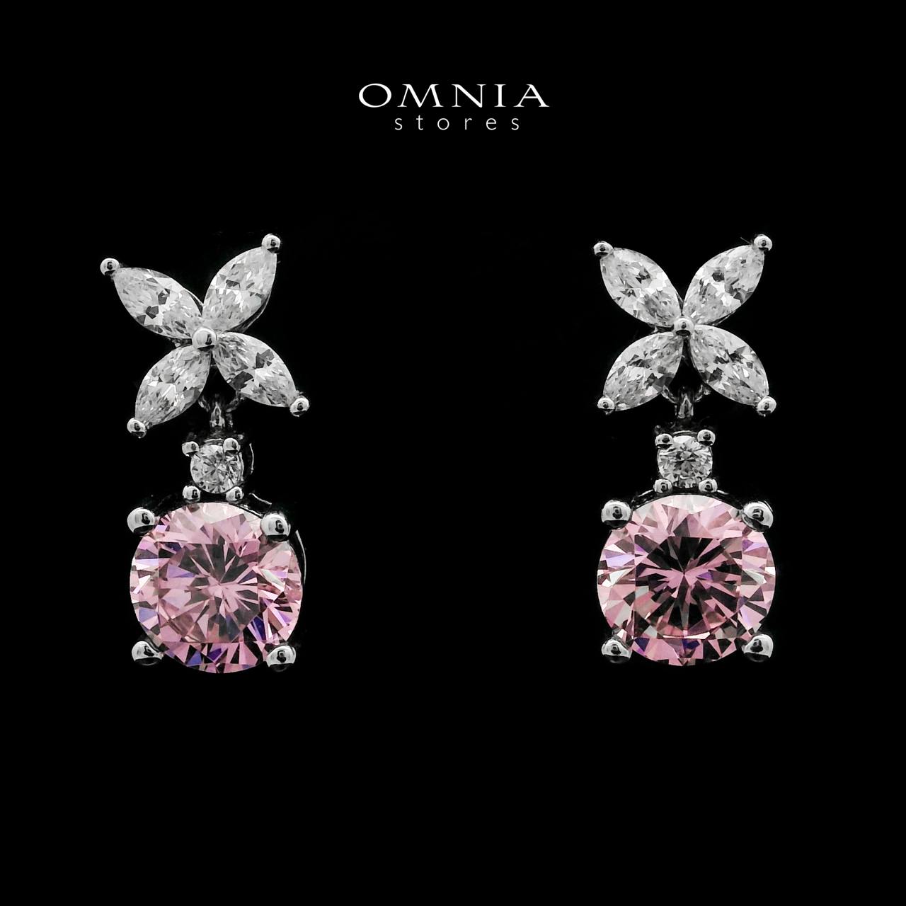 Zaynab Pink Earrings In High-Quality Zircon Stones in a Rhodium Plated