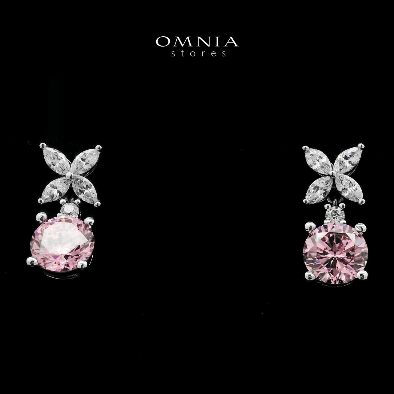 Zaynab Pink Earrings In High-Quality Zircon Stones in a Rhodium Plated - Image 2