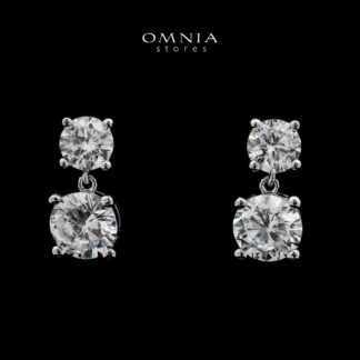 Zaynab White Earrings In High-Quality Zircon Stones in a Rhodium Plated