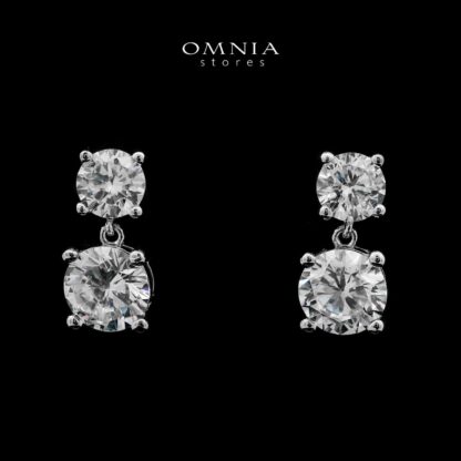 Zaynab White Earrings In High-Quality Zircon Stones in a Rhodium Plated
