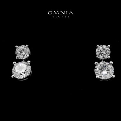 Zaynab White Earrings In High-Quality Zircon Stones in a Rhodium Plated - Image 2